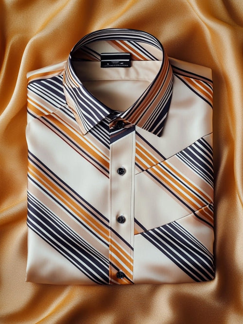 Men's Satin Luxe Print Short Sleeve Button Shirt