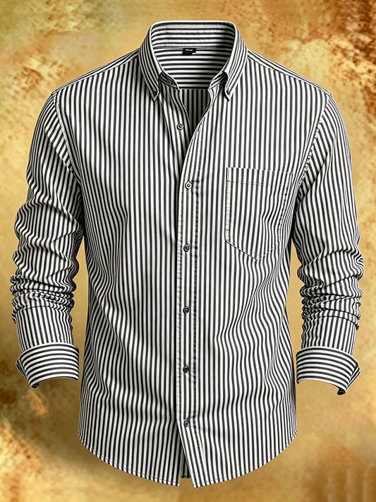 Men's Retro Abstract Art Print Comfortable Business Style Shirt