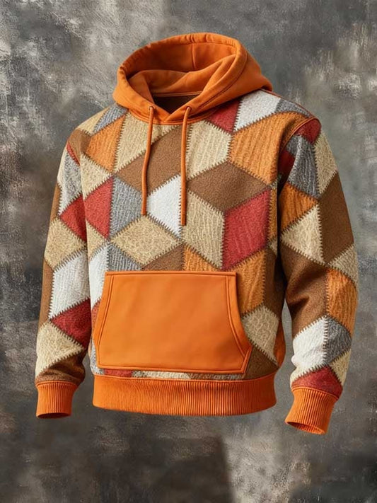 Retro Western Patchwork Brand Print Hoodie