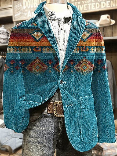 Men's Aztec Art Print Casual Coat