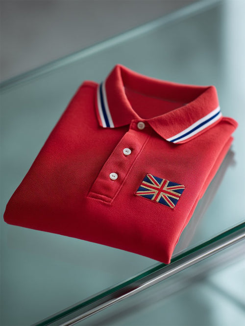 Men's Business Casual Union Jack Button Short Sleeve Polo Shirt
