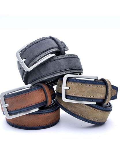 Men's Vintage Outdoor Distressed Color Matching PU Belt