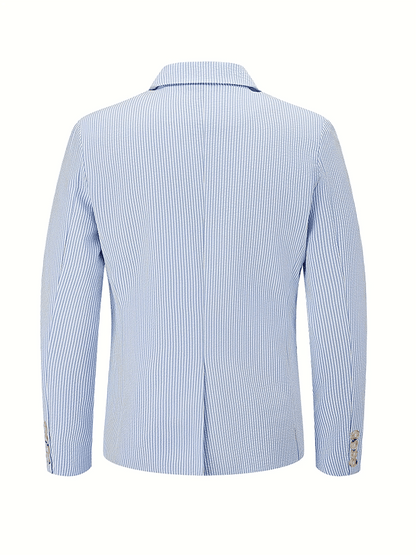 Men's Fashionable Stripe Design Single-Breasted Pocket Design Casual Suit