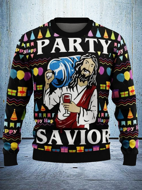 Jesus Party Savior Ugly Christmas Sweater
