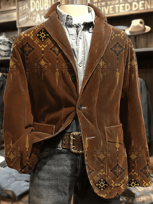 Men's Aztec Art Print Casual Coat