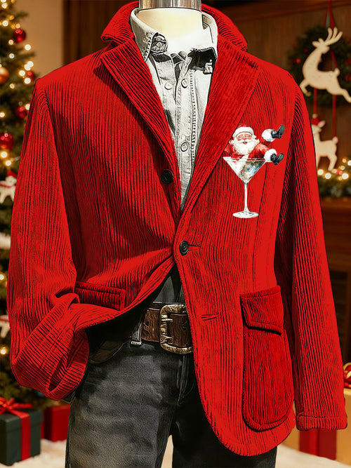 Men's Christmas Art Design Print Casual Coat
