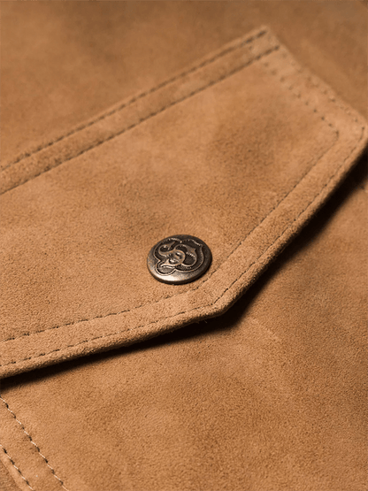Men's Vintage Suede Multi-Pocket Lapel Outdoor Jacket