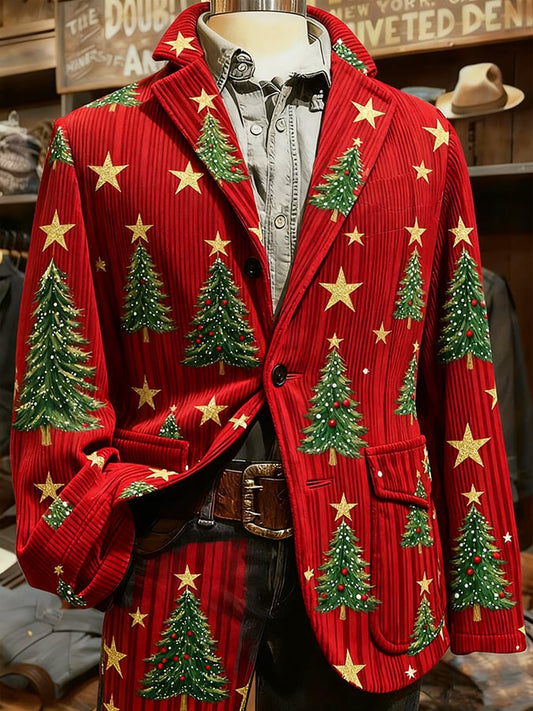 Men's Christmas Art Design Print Casual Coat