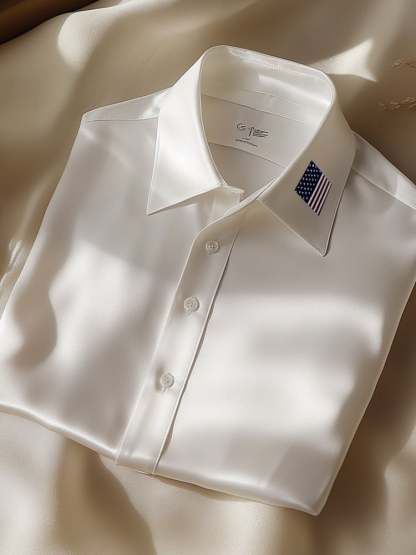Men's Luxury Business Casual Flag Lapel Short Sleeve Shirt