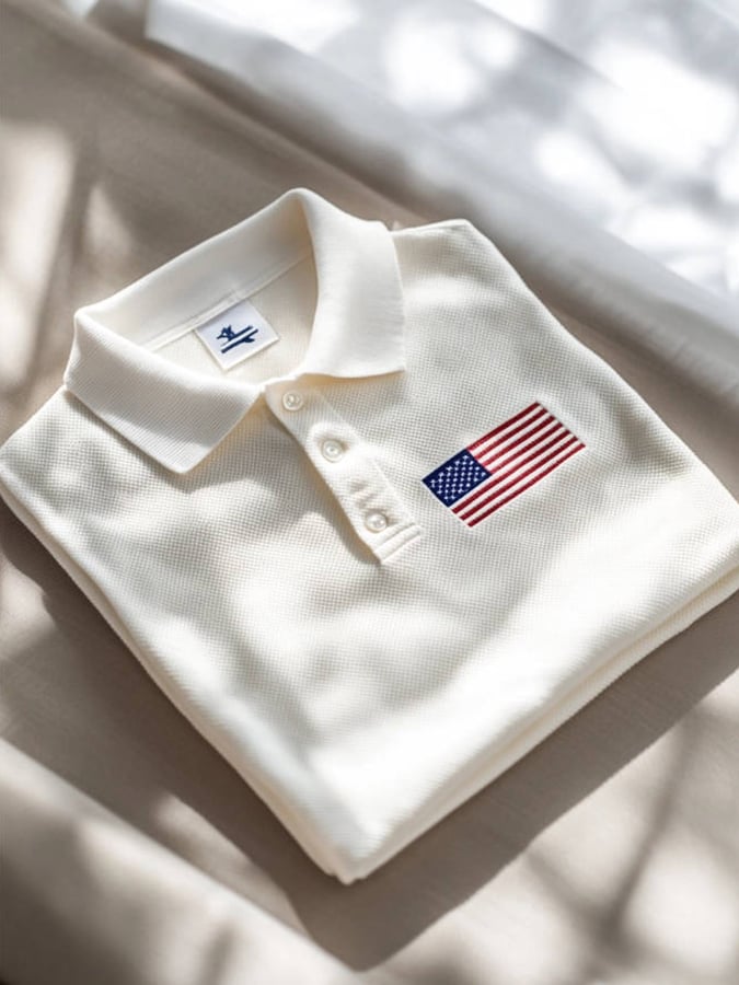 Men's Casual Square Contrast Color Business Independence Day Waffle Po