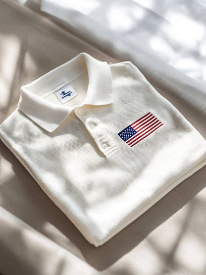 Men's Casual Square Contrast Color Business Independence Day Waffle Po