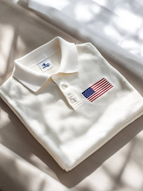 Men's Casual Square Contrast Color Business Independence Day Waffle Po