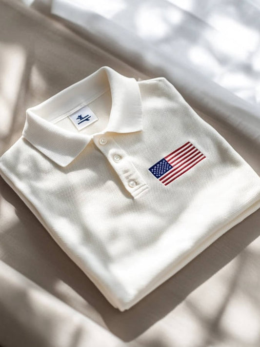 Men's Casual Square Contrast Color Business Independence Day Waffle Po