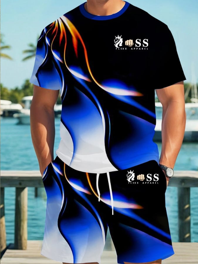 Men's Business Casual Gradient Print Suit