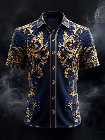 Men's Retro Gothic Pattern Short Sleeve Shirt