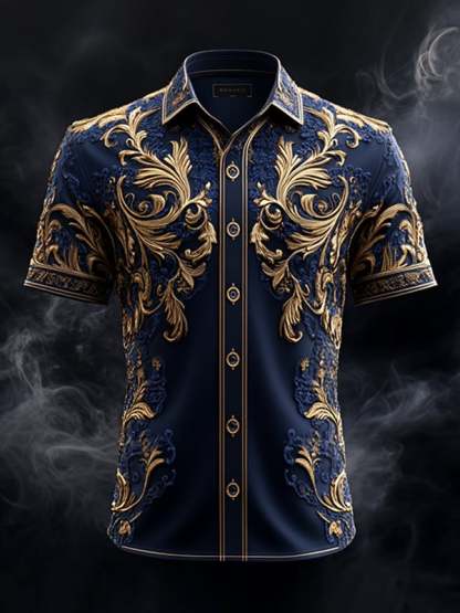 Men's Retro Gothic Pattern Short Sleeve Shirt