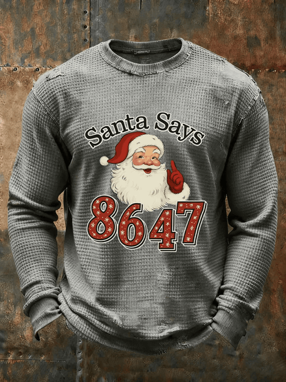 Men's Merry Christmas Santa Claus FDT Printed Casual Long-Sleeved Top