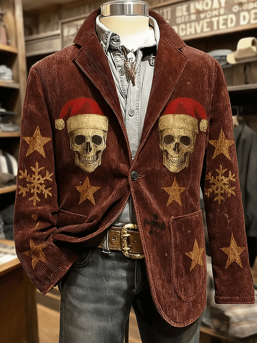 Men's Retro Christmas Skull Casual Blazer