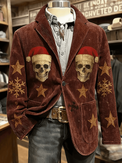 Men's Retro Christmas Skull Casual Blazer