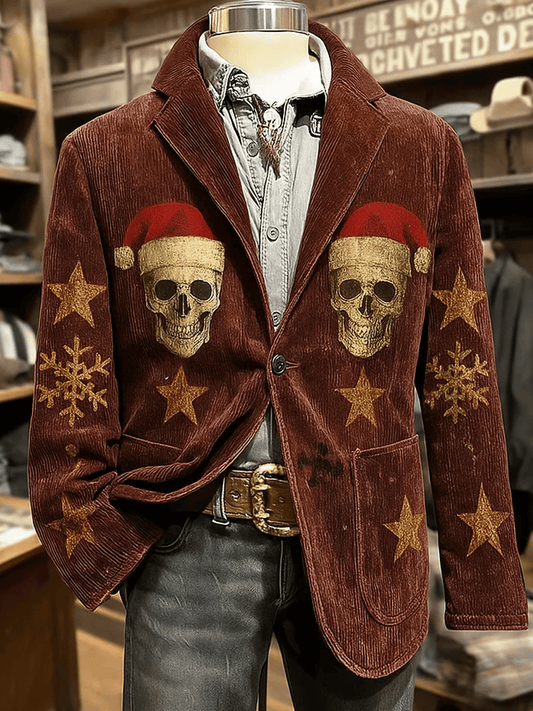 Men's Retro Christmas Skull Casual Blazer