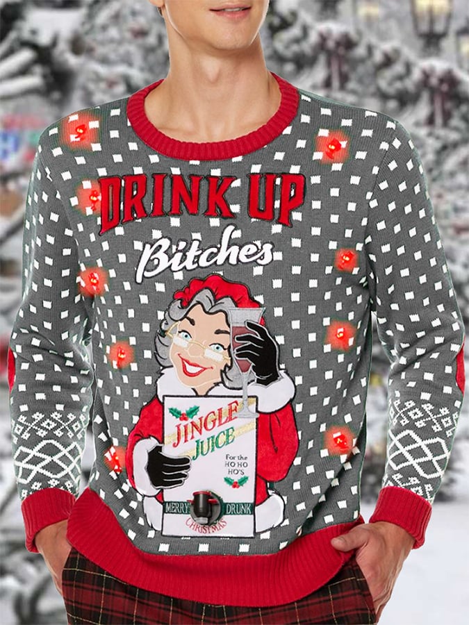 Men's Drink Up Bitches Christmas Printed Sweater