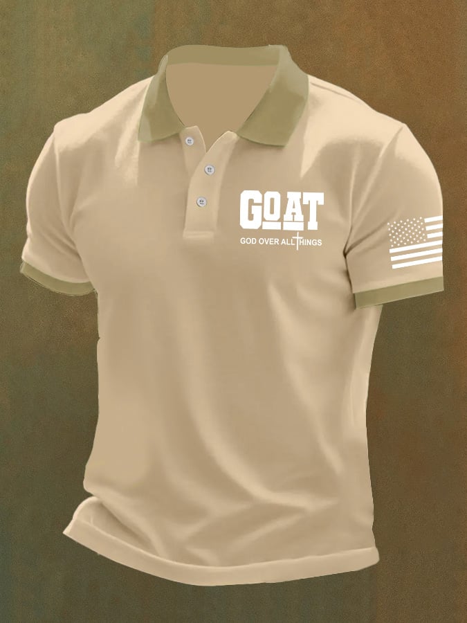 Men'S God Over All Things Print Casual Polo Shirt