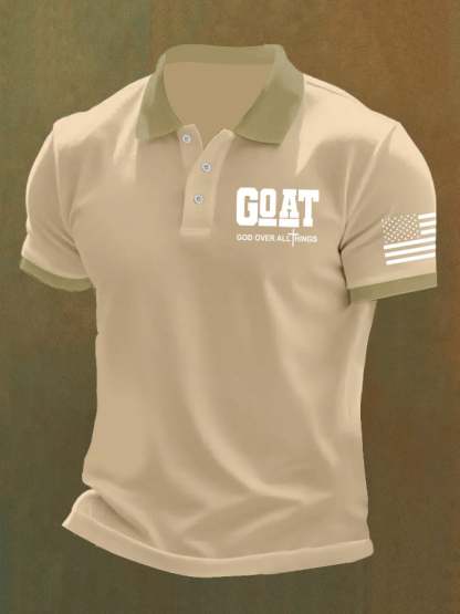 Men'S God Over All Things Print Casual Polo Shirt