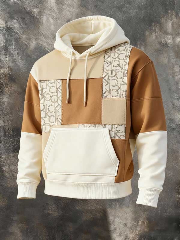 Retro Western Patchwork Brand Print Hoodie