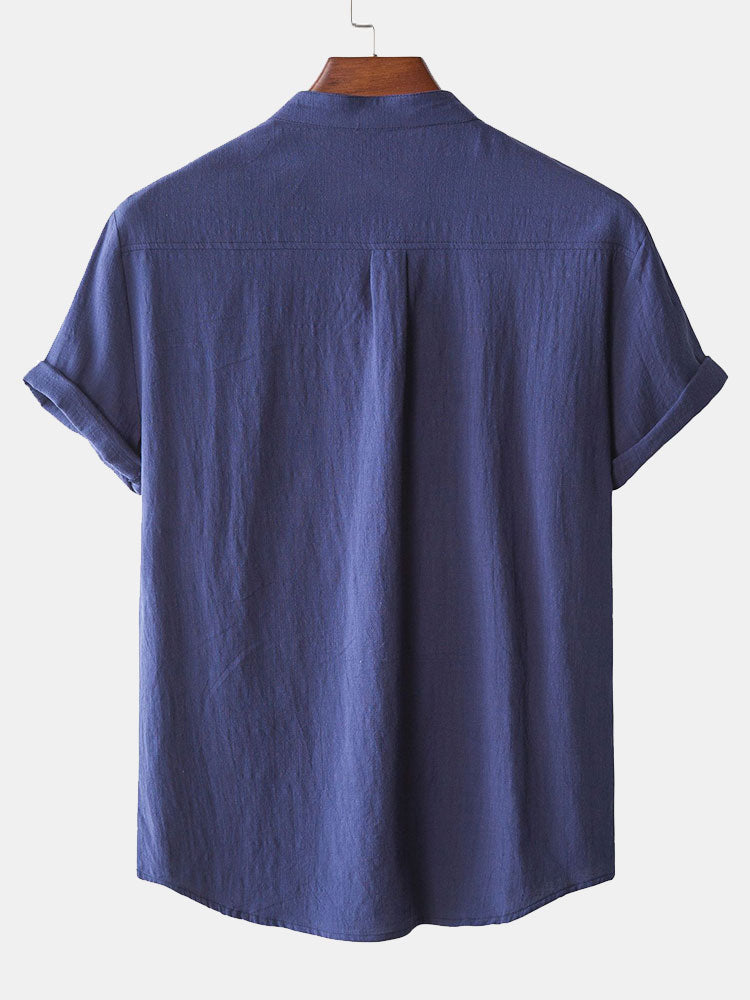 Henry Collar Shirt With Pocket