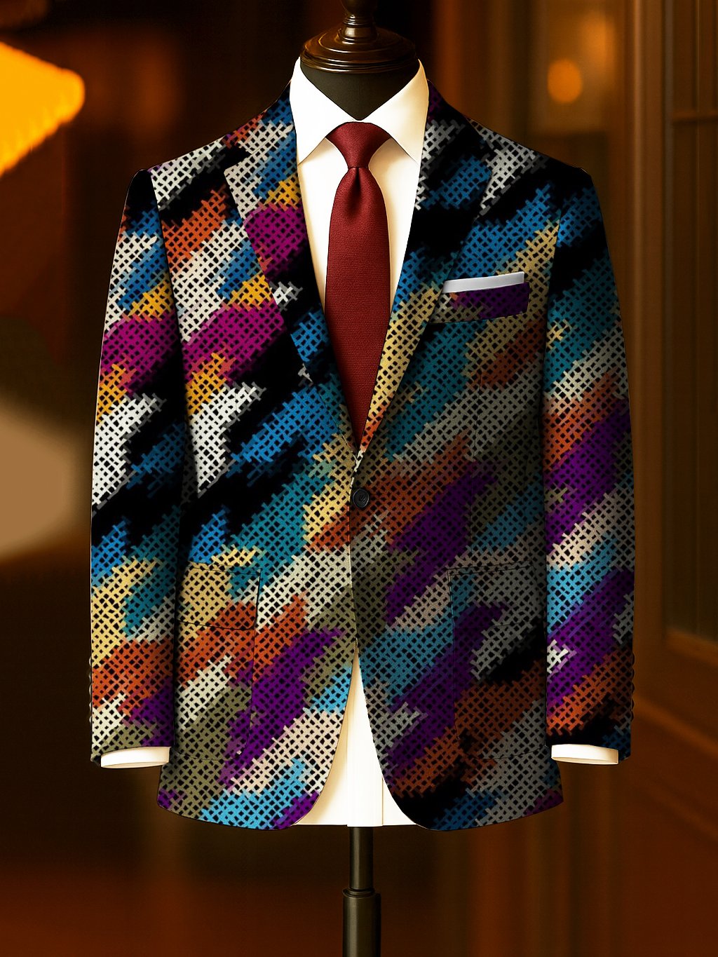 Men's Business Casual Large Pocket Plaid Blazers
