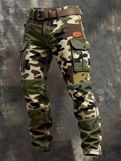 Men's Vintage Camouflage Distressed Pocket Work Pants