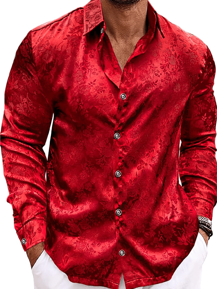 Men's Silk Christmas Luxury Long Sleeve Shirt