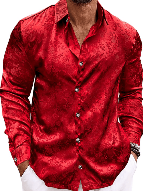 Men's Silk Christmas Luxury Long Sleeve Shirt