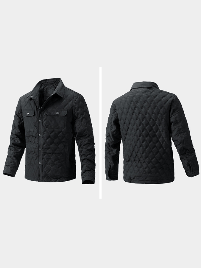 Men's Retro Diamond Pleated Cotton Multi-Pocket Casual Cotton Jacket