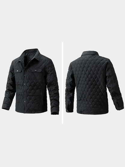 Men's Retro Diamond Pleated Cotton Multi-Pocket Casual Cotton Jacket