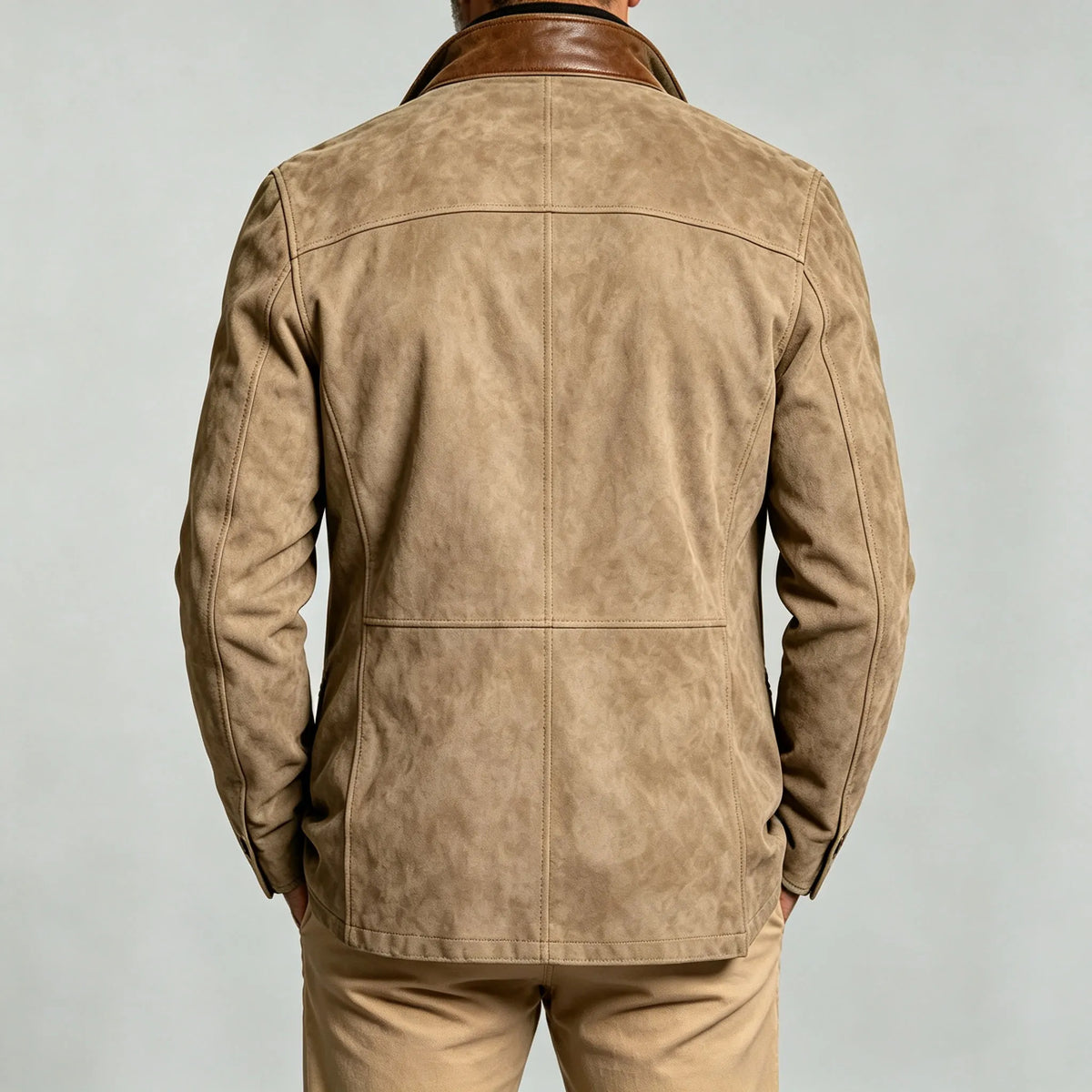 Men's Collared Patchwork Color-Blocked Jacket