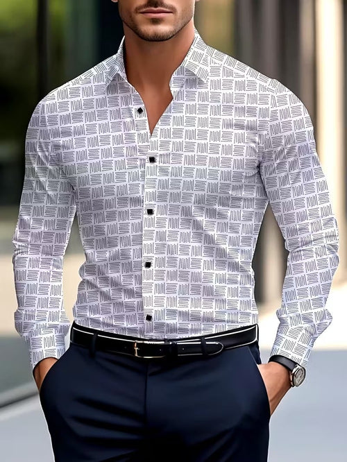 Men's Street Style Business Casual Printed Long Sleeve Shirt
