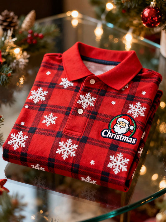 Men's Christmas Business Long-Sleeve Polo Shirt