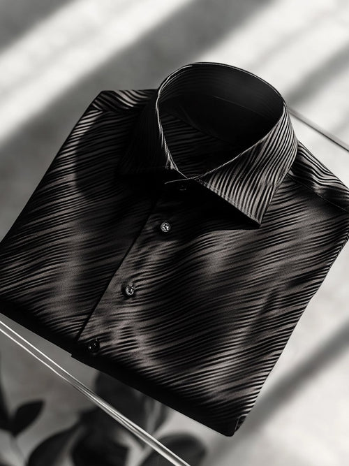 Men's Silk Stripe Luxury Business Long Sleeve Shirt