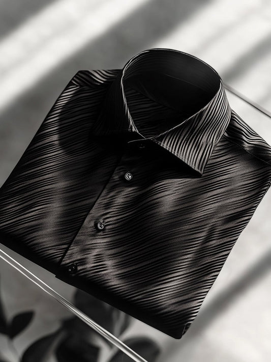 Men's Silk Stripe Luxury Business Long Sleeve Shirt