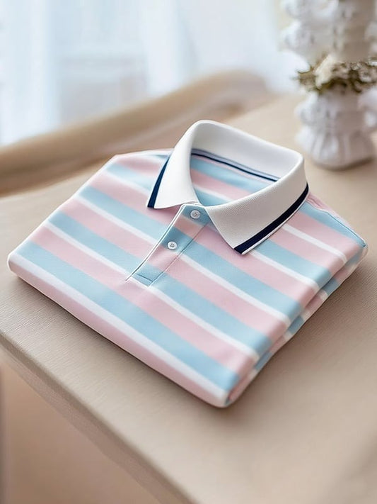 Men's Classic Business Logo Button Short Sleeve Polo Shirt