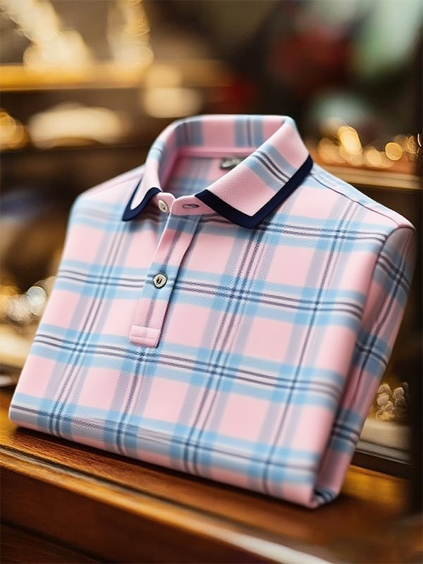 Men's Classic Business Logo Button Short Sleeve Polo Shirt
