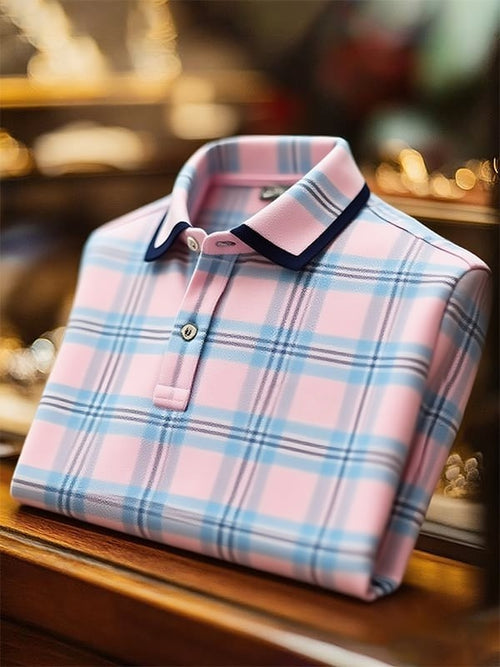 Men's Classic Business Logo Button Short Sleeve Polo Shirt