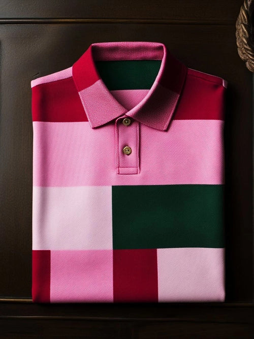Men's Classic Business Logo Button Short Sleeve Polo Shirt