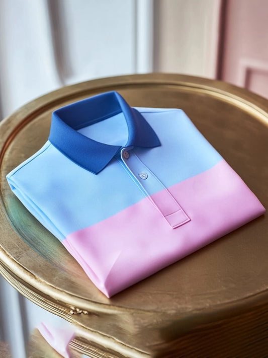 Men's Classic Business Logo Button Short Sleeve Polo Shirt