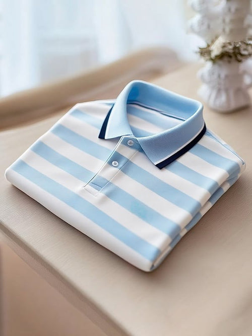 Men's Classic Business Logo Button Short Sleeve Polo Shirt