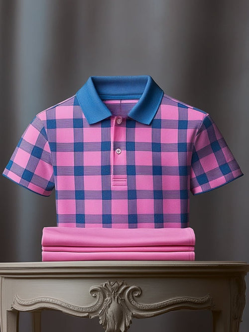 Men's Classic Business Logo Button Short Sleeve Polo Shirt