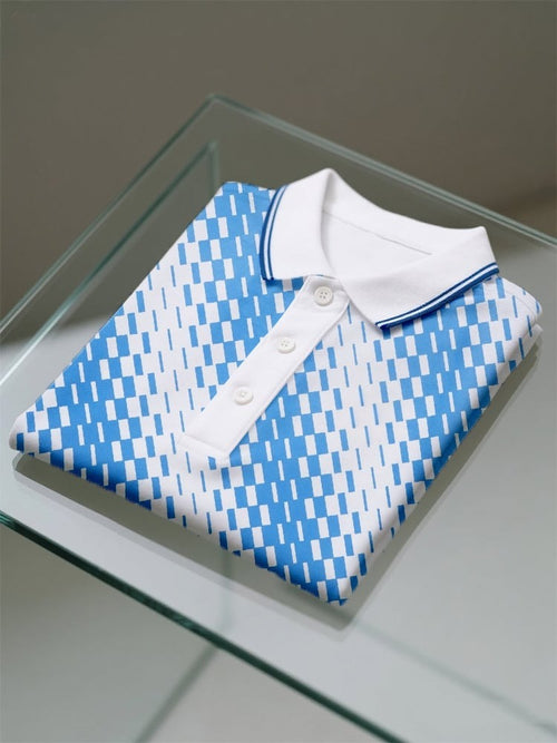 Men's Business Casual Logo Button Short Sleeve Polo Shirt