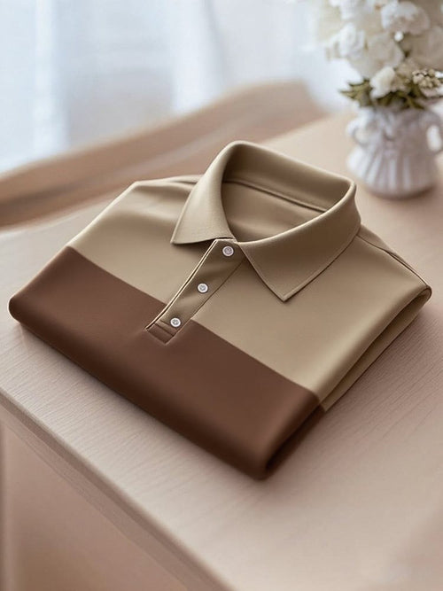 Men's Business Casual Button Short Sleeve Polo Shirt