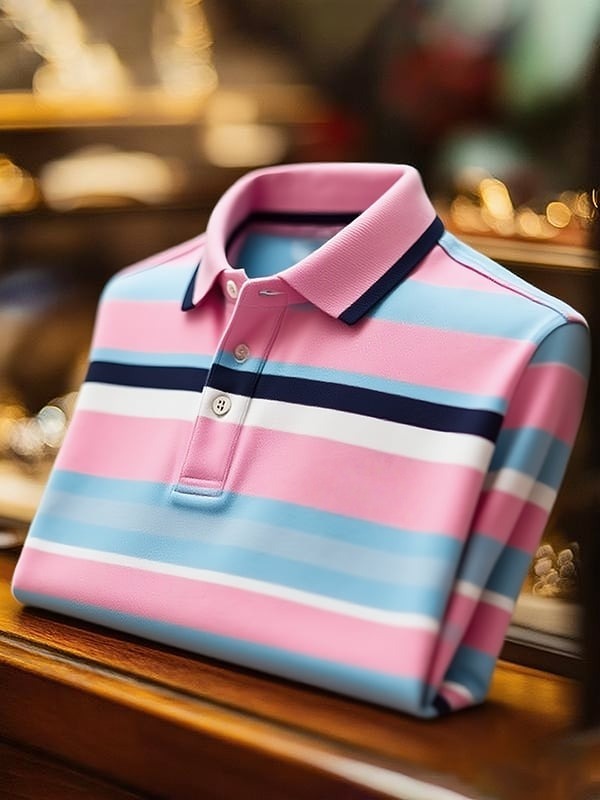 Men's Classic Business Logo Button Short Sleeve Polo Shirt